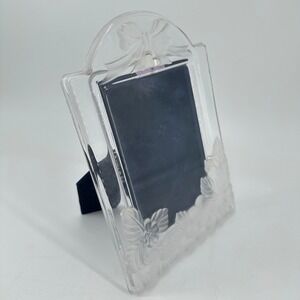 Frosted Glass Picture Frame Embossed Bow Strawberry Grapes Botanical Clear 5x7